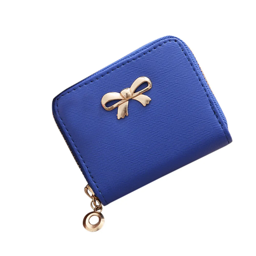 Женский кошелек на молнии из искусственной кожи с бантом, кошелек для монет, модная сумка с цепочкой в стиле принцессы, Детская сумка для монет в Корейском стиле, новая сумка, маленькая квадратная сумка - Цвет: Drak Blue