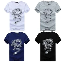 Футболки с классическим принтом, Мужская забавная футболка с изображением китайского дракона, футболка кунг-фу Тай Чи