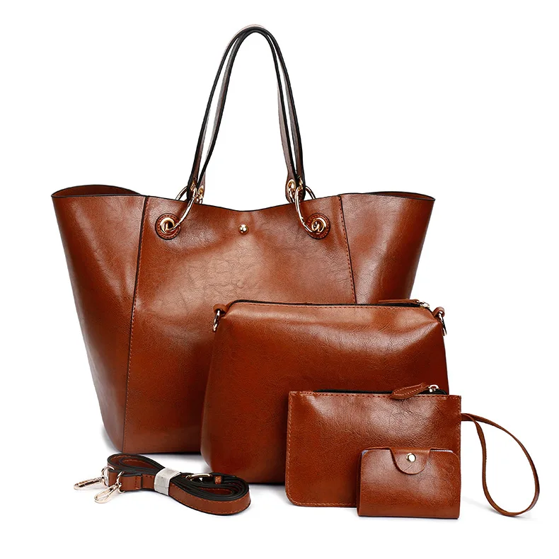 

4 piece / Lot New Hand Bag Oil Wax Leather Shoulder Messenger Bag Trend Fashion Bag For Women