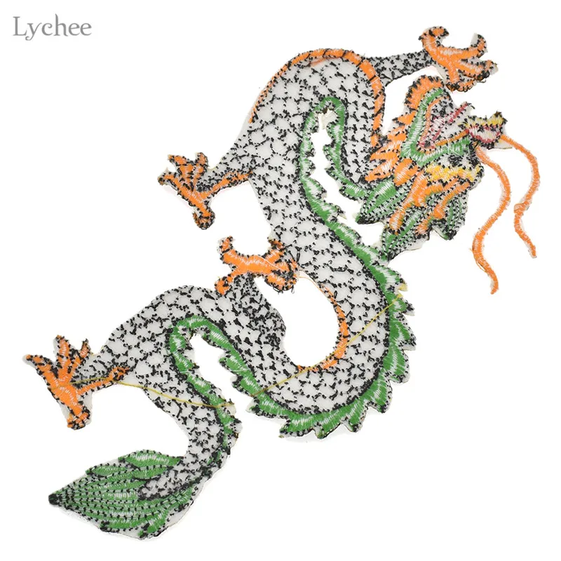 Lychee, 1 пара, китайский дракон, вышитые нашивки, железные нашивки, аппликация для одежды, ручной работы, шитье, ремесло