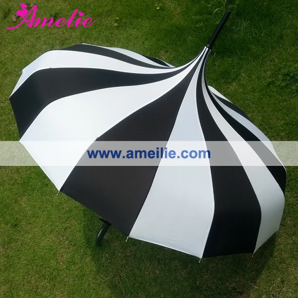 8pcs/lot Cheap Straight Pagoda umbrella Black and White Stripe Patterns Sun Umbrella available in Stock