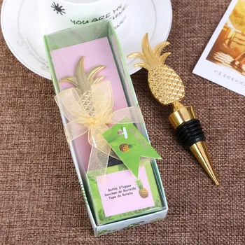 

100PCS/LOT Pineapple Wine Stopper Champagne Bottle Stopper Vacuum Sealed Bridal Wedding Wine Bottle Stopper Wine Pourer Gift