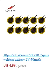 5x Wama CR2032 3V вкладки 2-шпильки припоя стопы паяльные сварочные Батарея батарейки-таблетки 210 мА/ч, кнопка 2032 сотовый Батарея