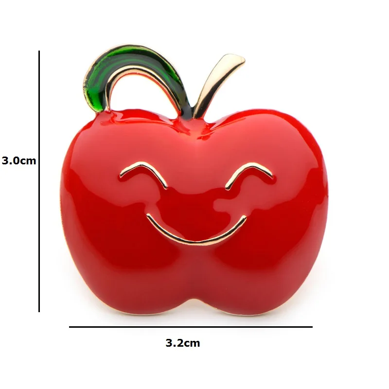 Wuli&Baby, красный, зелёный цвет, эмаль, броши-яблоки для женщин и мужчин, сплав, милые броши-фрукты для праздника, банкета, подарки