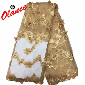 

For Sale! 5 colors Appliqued Chiffon fabric flowers beads and stones big waves pattern BL4 French Tulle Lace Fabric