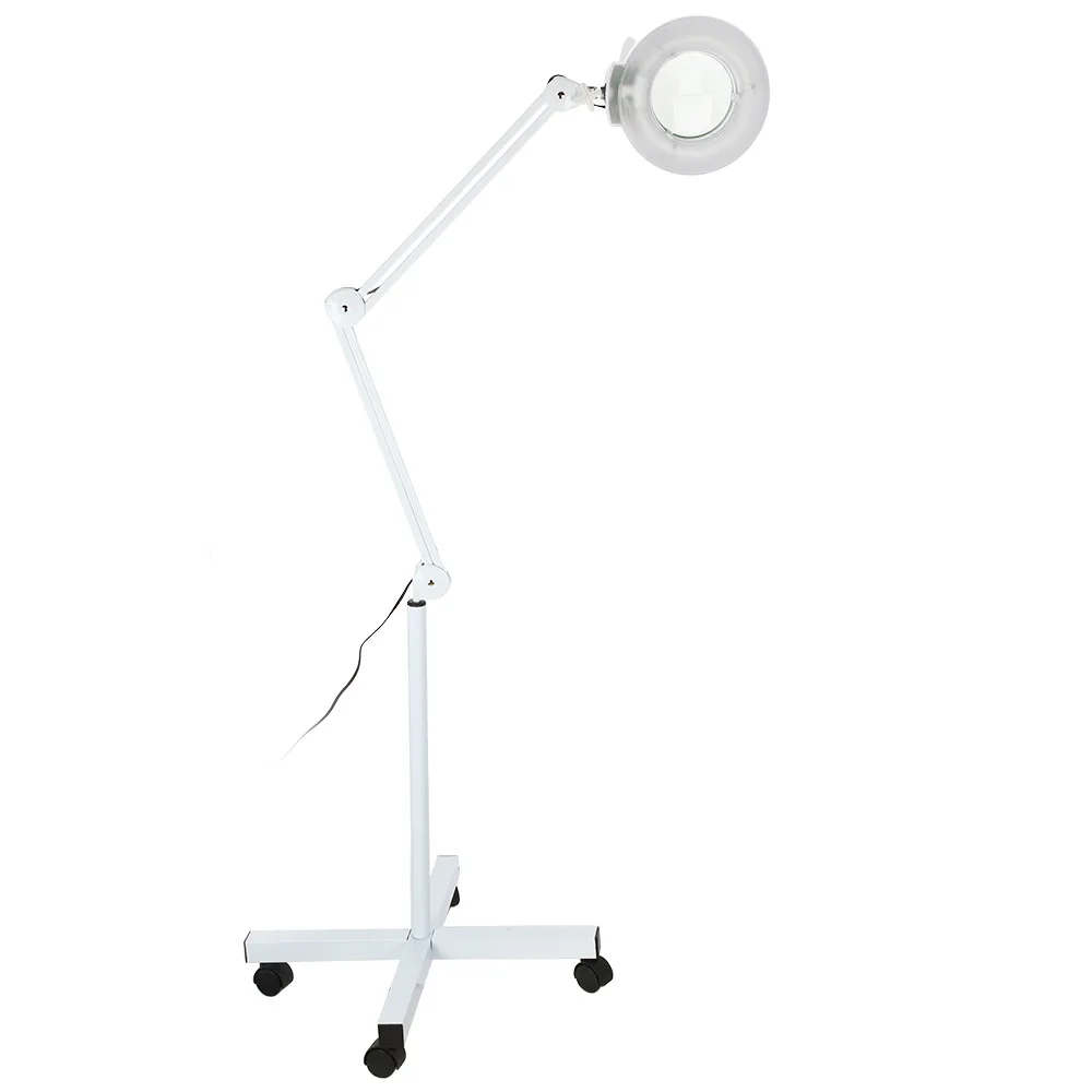 

Salon Facial Adjustable 5X Magnifying Lamp Standing Mag Light Wheels Base Beauty Hair And Skin Caring Tool US Plug