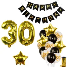 Schwarz Gold Glücklich Geburtstag Banner Luftballons Helium Anzahl Folien Ballon für Baby Junge Kinder Erwachsene 18 30 Geburtstag Party Dekorationen