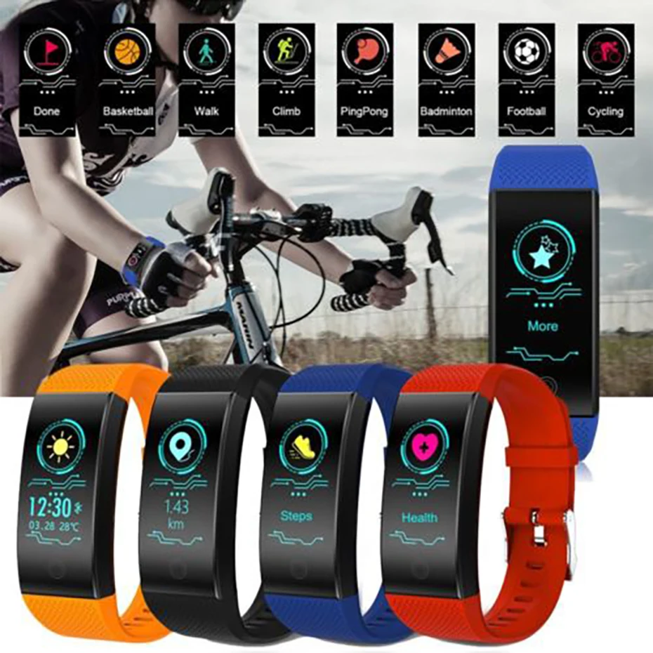 Fitness Tracker Bluetooth 4.1 Smart Watch Men for Android iOS Heart