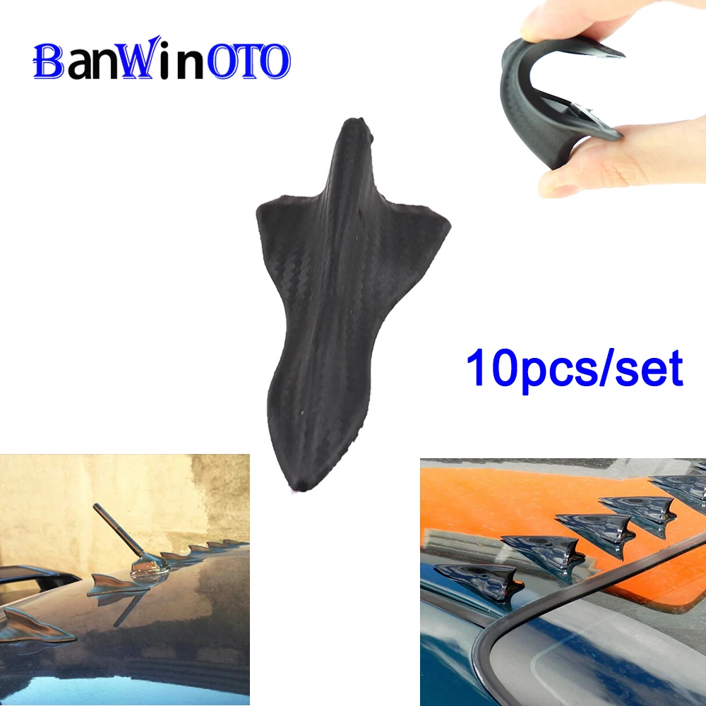 

10pcs Car Styling Tunning Shark Fin Kit Diffuser Spoiler Roof Wing Windshield Vortex Generator for Windscreen Bumper Universal