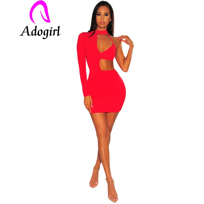 Adogirl полуоткрытое мини платье с длинным рукавом байонетное v образным вырезом