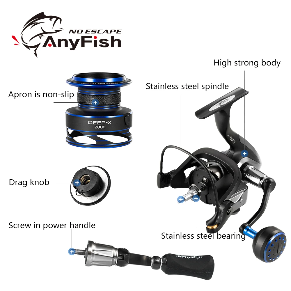 Anyfish DEEP X Спиннинг рыболовная Катушка 2000/3000/4000/5000/6000 модель 10 + 1 подшипники Макс