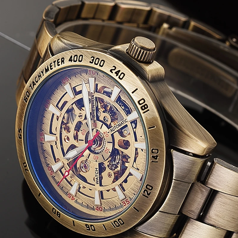 

Montre Homme 2019 Top Luxury Brand Mechanical Wristwatches Men Fashion Bronze Vintage Automatic Watches Dropshipping Watches Man