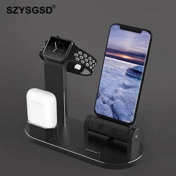 

3in1 Aluminum Alloy Charging Dock Station Stand For Apple watch 38 42mm Airpods Phone Charger Holder For iPhone X 8 7 6S 6 Plus