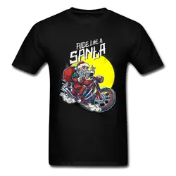 Рождественская Футболка мужская Rider Like A Santa Tshirt Мужская забавная Рождественская Подарочная футболка Триумф Санта Клаус мото Топы И