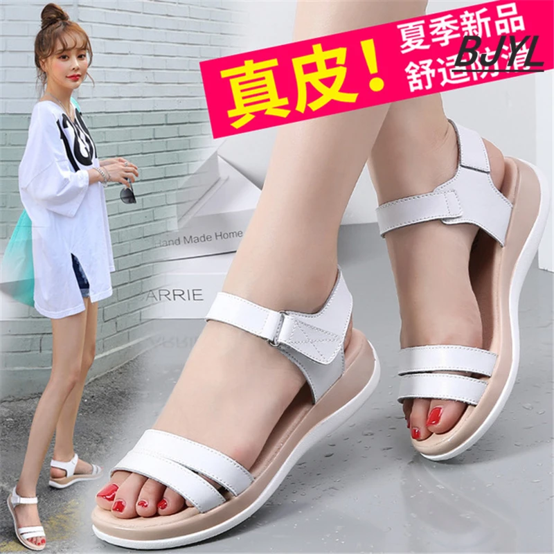 

women sandals Summer new leather casual flat shoes non-slip leather sandals wild casual simple open toe flat shoes