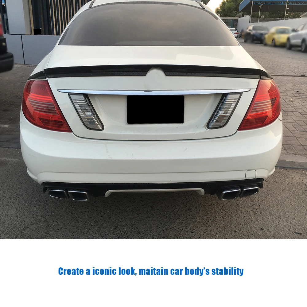 CT-3PCS Carbon Fiber Rear Trunk Spoiler Wing For Benz W216 CL Class 2009 2010 2011 2012 Car Styling-4