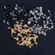 Романтические простые пирсинг для бровей, сплав, стразы в форме звезды, золотой, черный, стальной цвет, пирсинг для носа, ювелирные изделия для тела