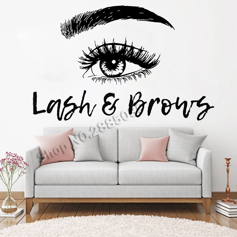 New Style Lashes & Brows Eye Eyelashes Decal Wall Stickers Vinyl Art