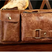 Восковая масляная Мужская поясная сумка из натуральной кожи, мини-сумка, винтажная мужская сумка через плечо, сумка в стиле кэжуал, первый слой из воловьей кожи