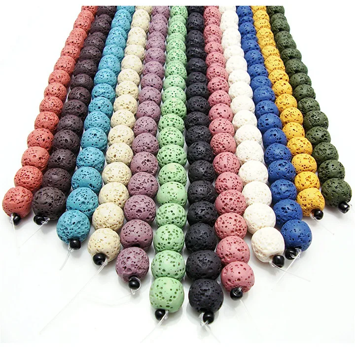 1  6-16mm Volcanic Stone Beads Aromatherapy Colored Glossy Scrub Diy Handmade Loose Beads For Necklace Bracelet Diy Jewelry Making