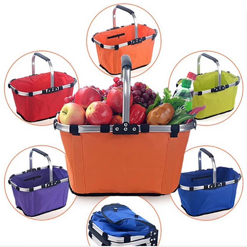 Foldable Basket Oxford Fabric Laundry Organization Bag, Durable Storage Washable Kitchen House Supermarket Shopping Black Basket 2