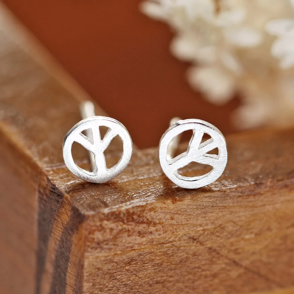 MIESTILO Tiny 5 мм Love Peace Настоящее серебро 925 пробы серьги Ретро стиль Круглые CND