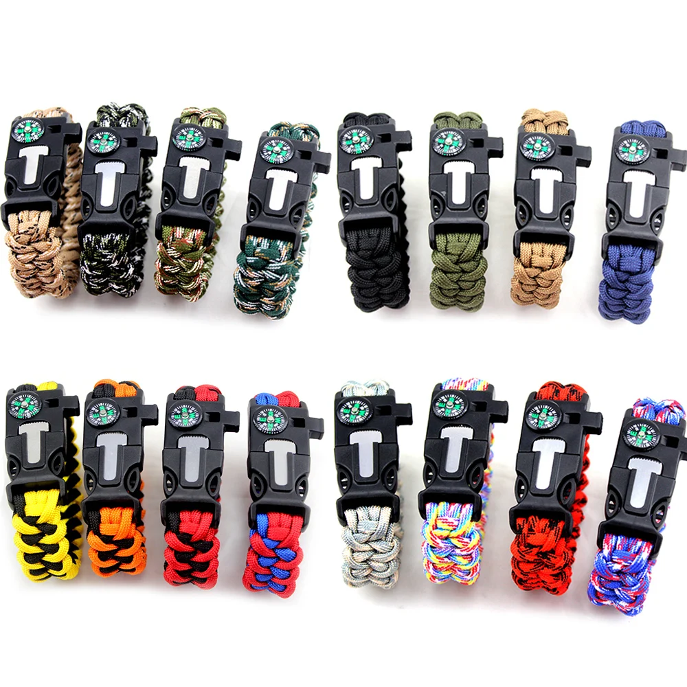 Outdoor Survival Tools Hiking Camping Paracord Bracelet Compass Whistle Knife Emergency Fire Starters Multi-functional Tools Outdoor Survival Tools Hiking Camping Paracord Bracelet Compass Whistle Knife Emergency Fire Starters Multi-functional Tools