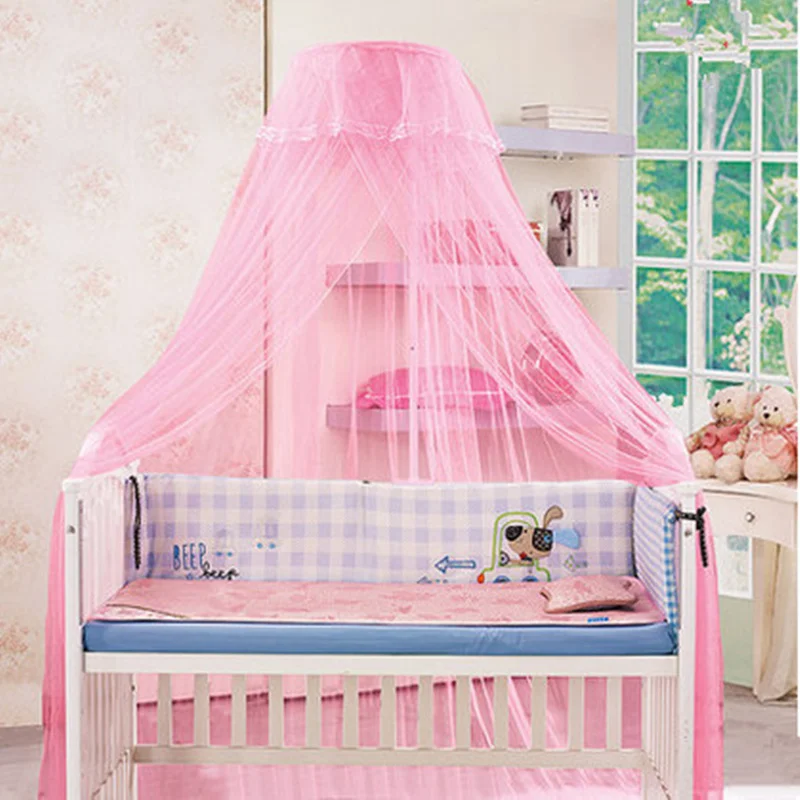 White Pink Yellow Baby Bed Mosquito Net Children Room Decor Crib Netting Round