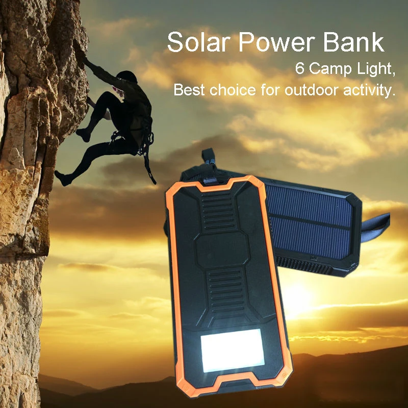 imágenes para Mi 10000 mAh Banco de la Energía Solar Panel Solar Cargador Solar Cargador de Viaje Batería Externa Powerbank Portátil con Luces LED para Xiaomi/S8 imágenes para Mi 10000 mAh Banco de la Energía Solar Panel Solar Cargador Solar Cargador de Viaje Batería Externa Powerbank Portátil con Luces LED para Xiaomi/S8