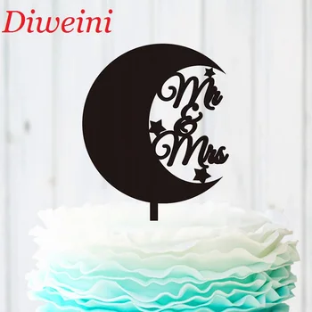 

Mr and Mrs Cake Topper, Wedding Cake Topper Moon & Stars, ,Mr Mrs Cake Decorations,Custom Cake Decoration Party Supplies