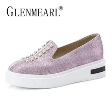 Женские лоферы на платформе; обувь на плоской подошве; женская брендовая кожаная обувь на толстом каблуке; Повседневная Удобная женская обувь без застежки; женская обувь; большой размер 43