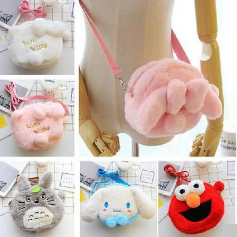 

Sesame Street Elmo Hello Kitty Beauty Cinnamoroll Mermaid My Neighbor Totoro Plush Backpack Children's Shoulder Bag Girls Gift