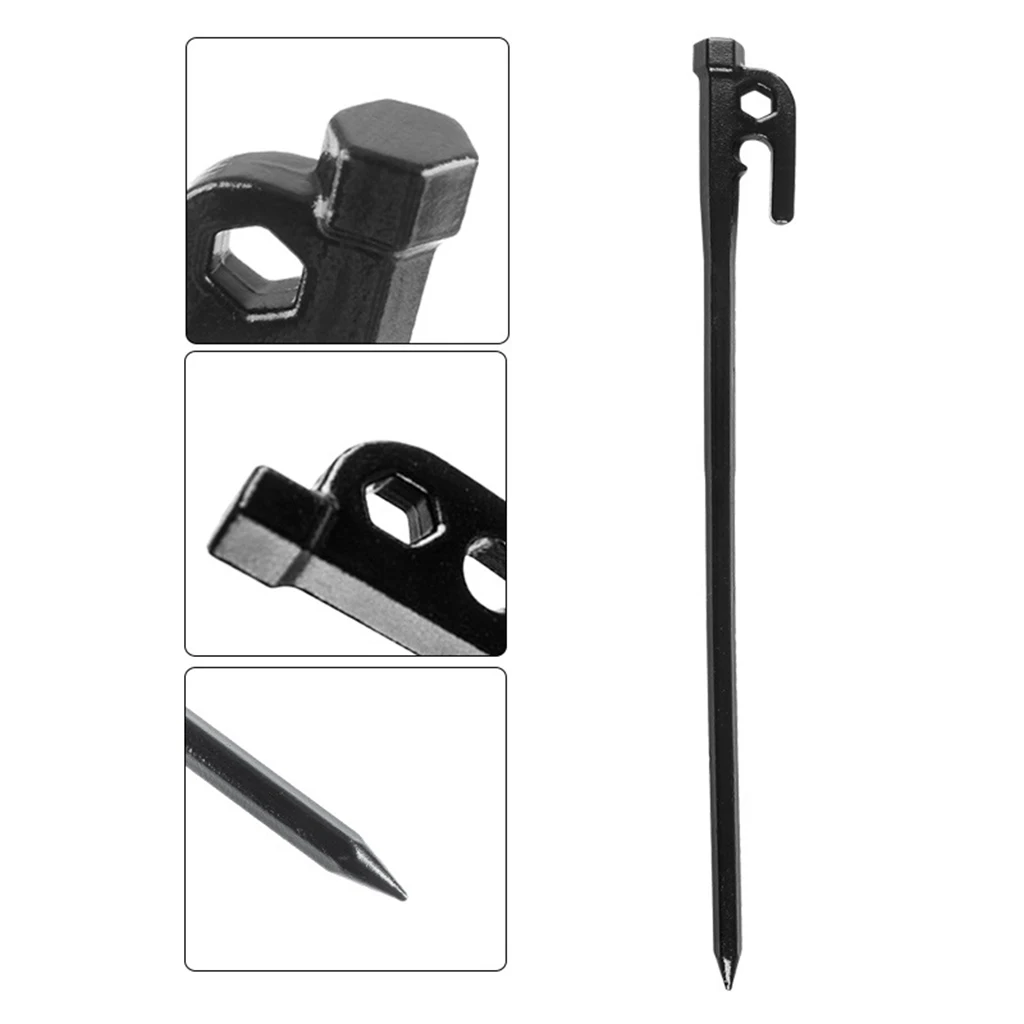 4 PCS Heavy Duty Rustproof Metal Camping Stakes Cast Iron Tent Pegs Ground Nails for Hiking Hunting Hard Ice Rocky Areas