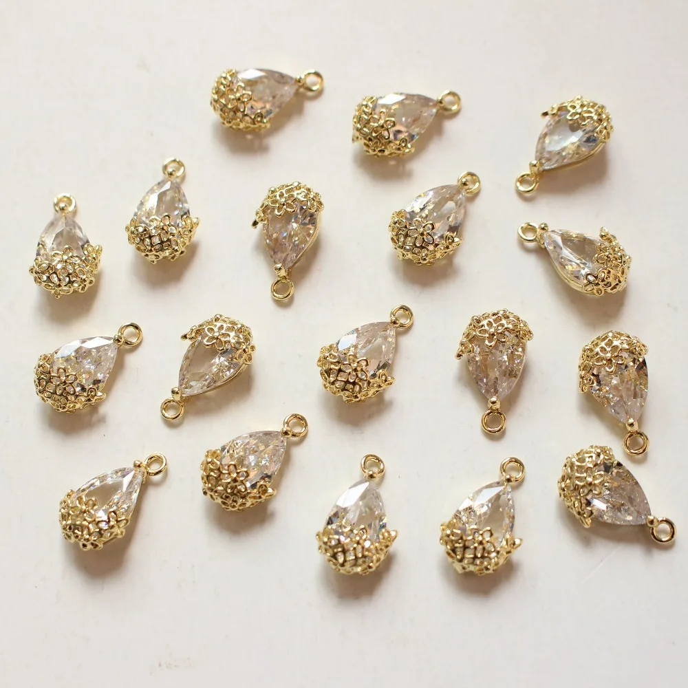 

Min order 10pcs/lot glass core geometry water drop shape copper floating locket charms diy jewelry earring/necklace pendants