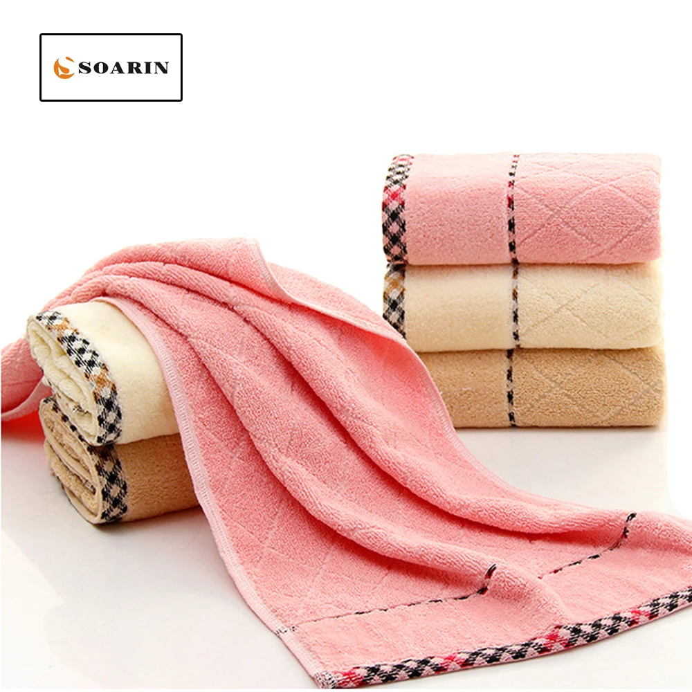 

SOARIN 100% Cotton Solid Hand Towel Face Towels Cotton Bathroom Handtuch Toallas Algodon 34x75cm Quick Dry Towel Summer Shower