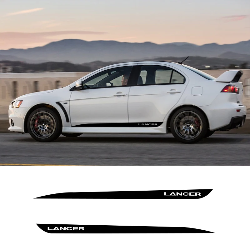 Najtaniej 2 sztuk winylu boczne paski spódnica grafika naklejka na samochód pojazdu naklejka dla Mitsubishi Lancer GT Car Styling