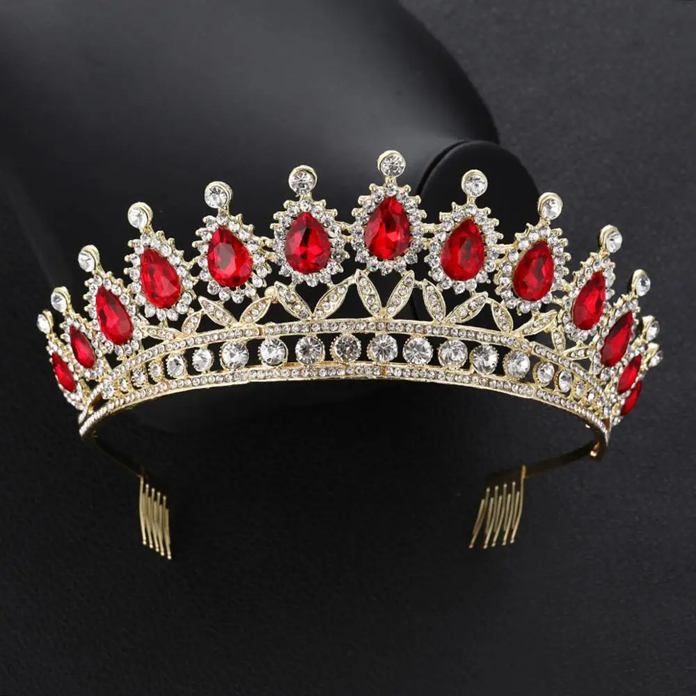  KMVEXO 2018 New Baroque Big Rhinestone Crystal Beaded Headband Tiara Bride Crown Luxury Wedding Kor