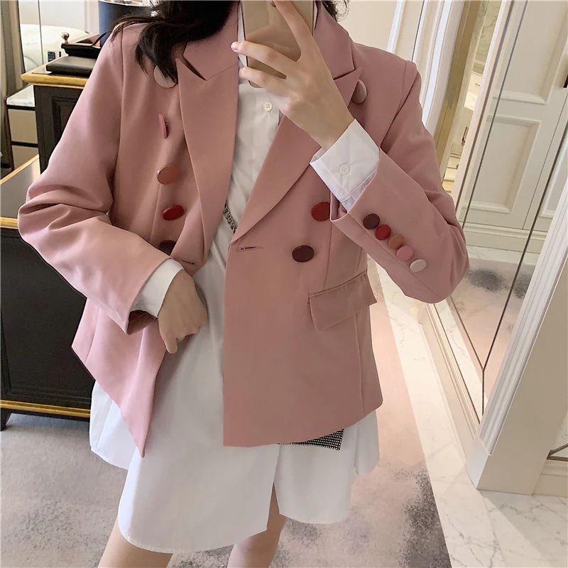 

Stylish Career Blazer Jacket for Women Elegant Front Buttons Full Sleeve Slim Waist Female Jackets Work Office Lady Blazer Coats