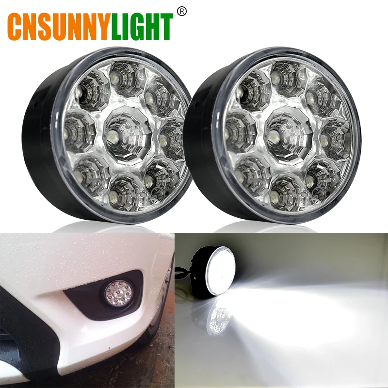 CNSUNNYLIGHT 2 шт. 9 светодиодов Автомобильные дневные ходовые огни DRL автомобиль дневная лампа для ночного времени белый водонепроницаемый для 12 В Авто Противотуманные фары автомобиля-Стайлинг
