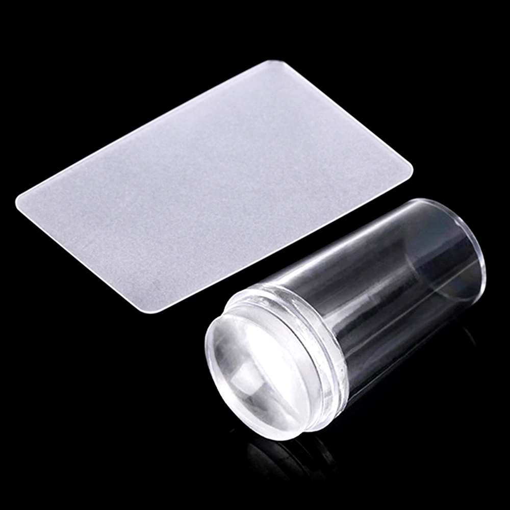 Tignish 1Set Silicone Scraper Cap Transparent Stamping Head Clear Jelly Stamper Polish Transfer Templates Nail Art Tools | Красота и