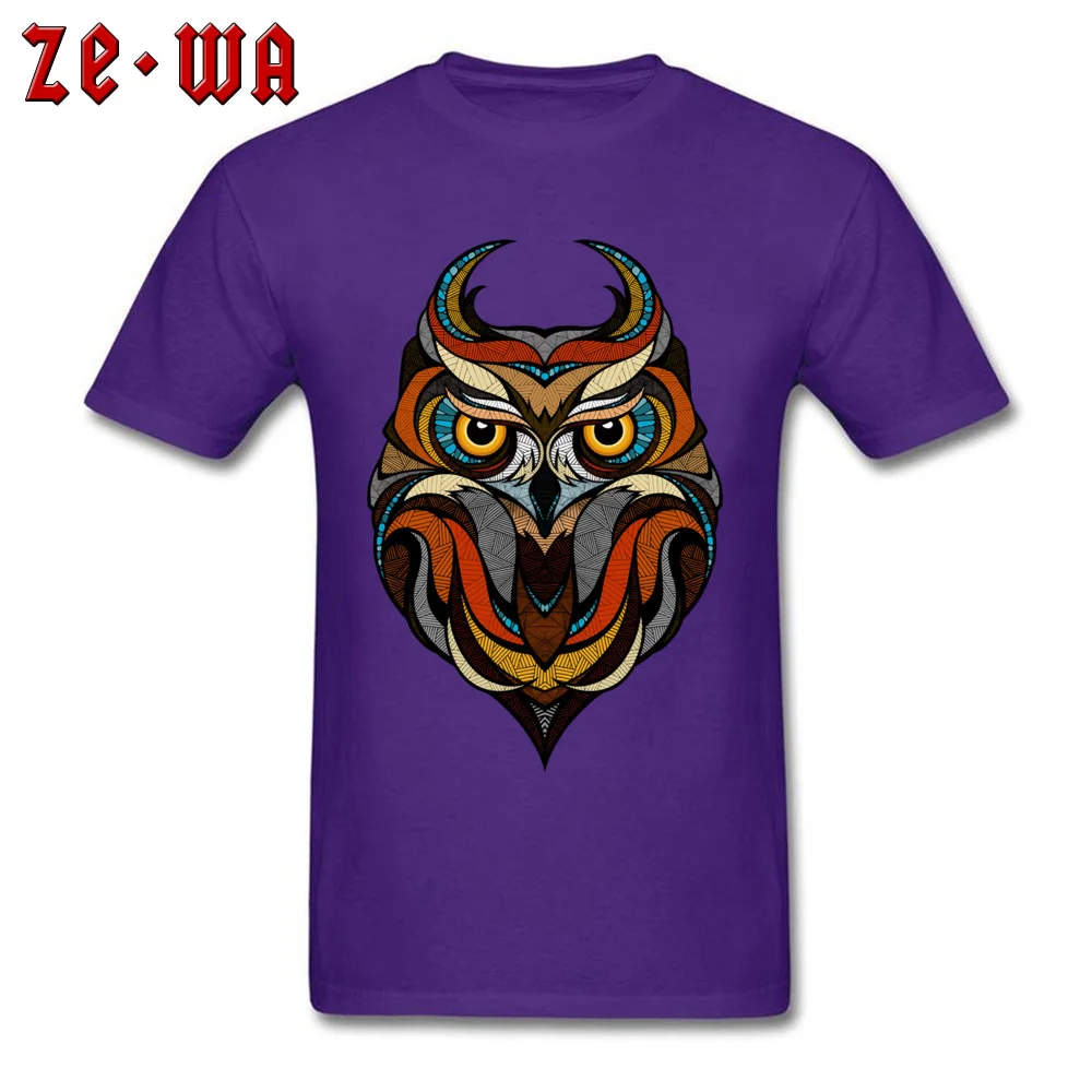 Customized Decorative Owl Mens T-Shirt 2018 Summer Short Sleeve Crewneck 100% Cotton Tops T Shirt Printing Tops T Shirt Decorative Owl purple