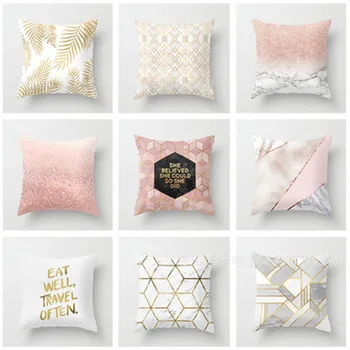 

Gold Shining Printed Polyester Throw Pillow Case Pillow Cover Sofa Cushion Cover Home Decor