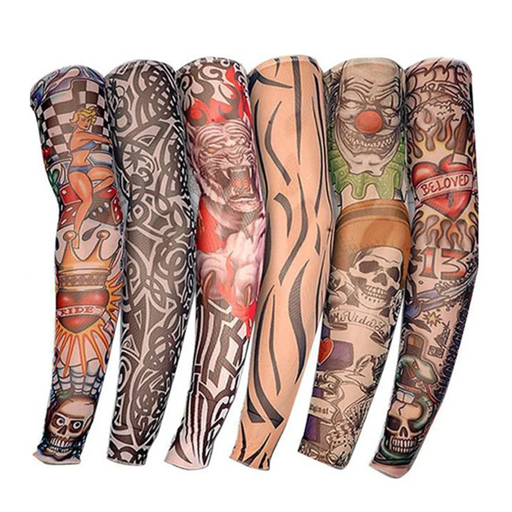

6pcs Seamless UV Sun Protection Tattoo Cooling Arm Sleeves Cover Basketball Golf Outdoor Sports Accessories