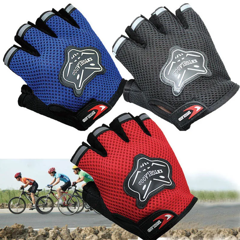 Children Kids Bike Gloves Half Finger Breathable Anti-slip For Sports Riding 