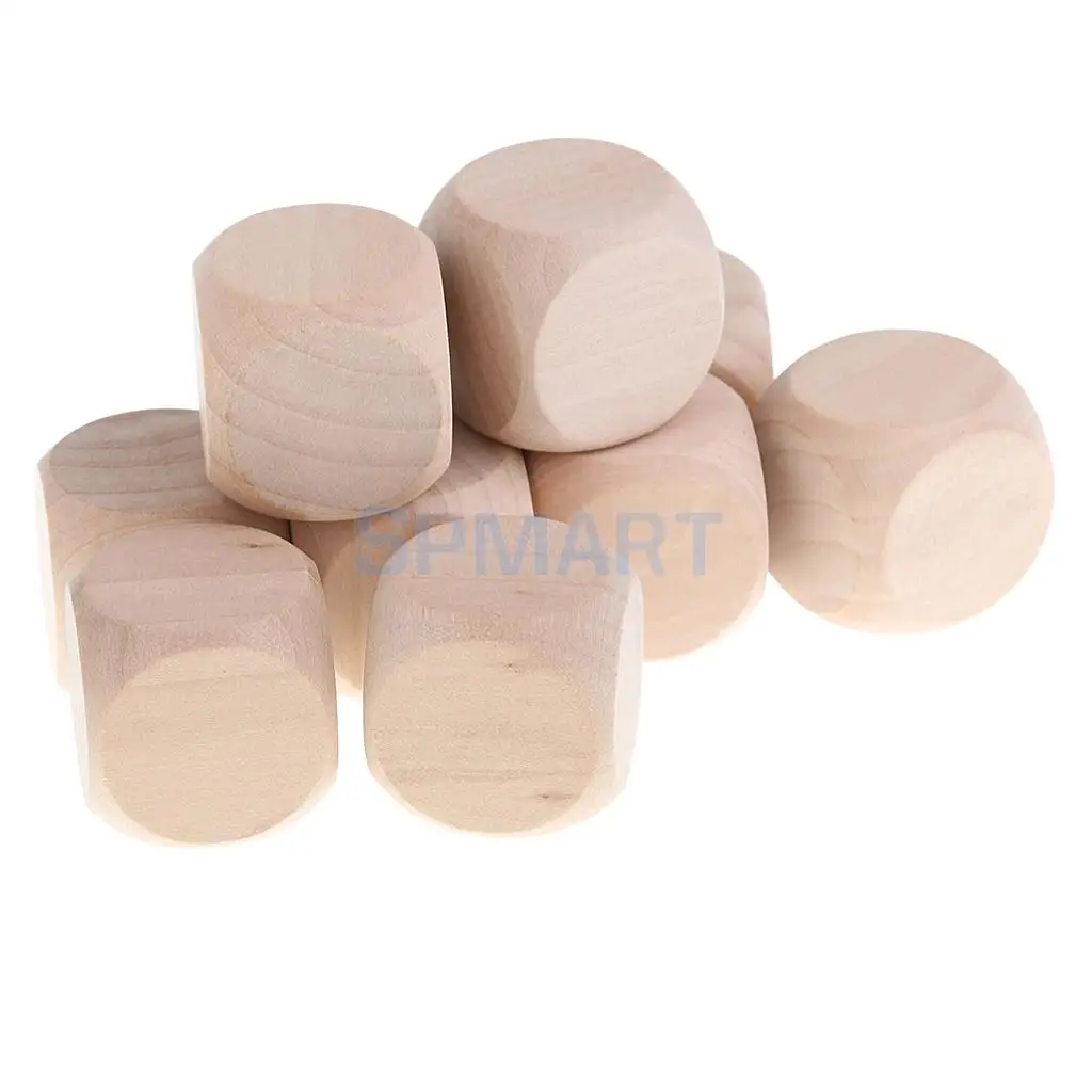 10PCS Blank Wooden Dice 3cm for Baby Blocks Baby Shower DIY Crafts Carving