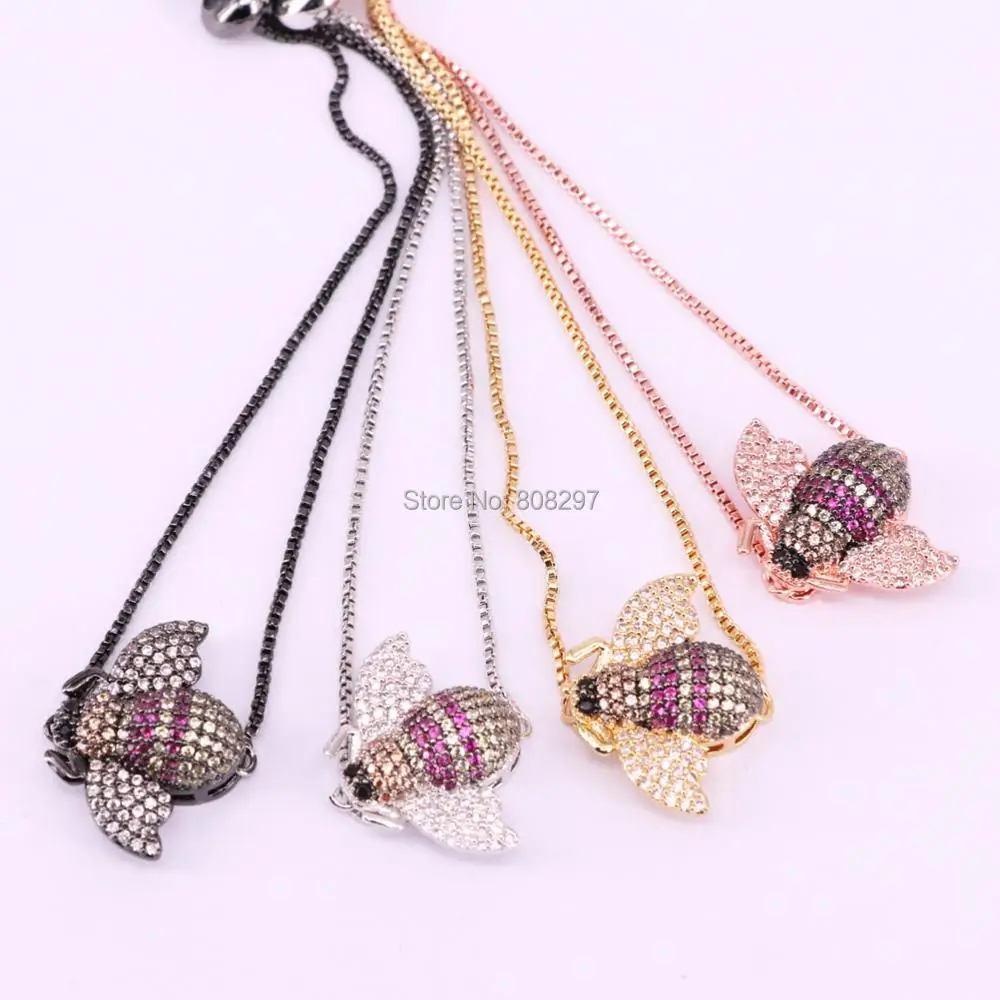 

6Pcs Fashion Multicolor Micro Pave Cz Insect Linlidada Bracelet Zirconia Charm Bracelets Women Jewelry