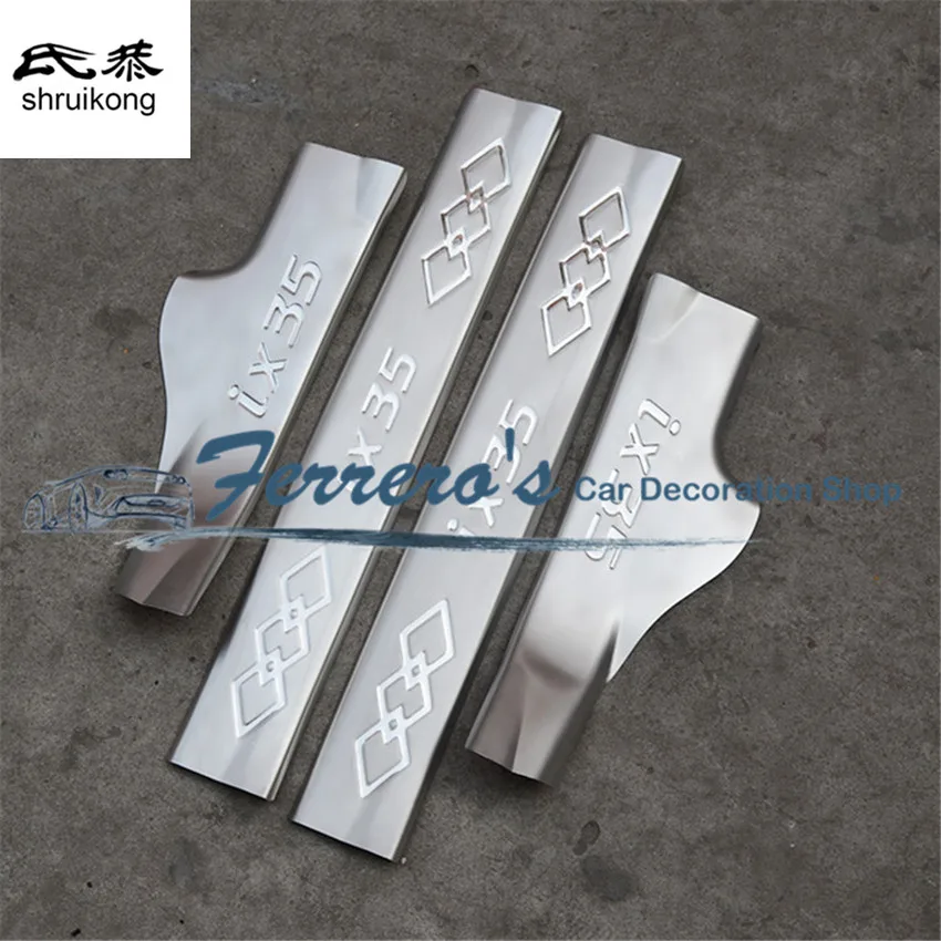 

Free shipping for 2010-2015 Hyundai IX35 stainless steel scuff plate inside door sill 4pcs/set high quality