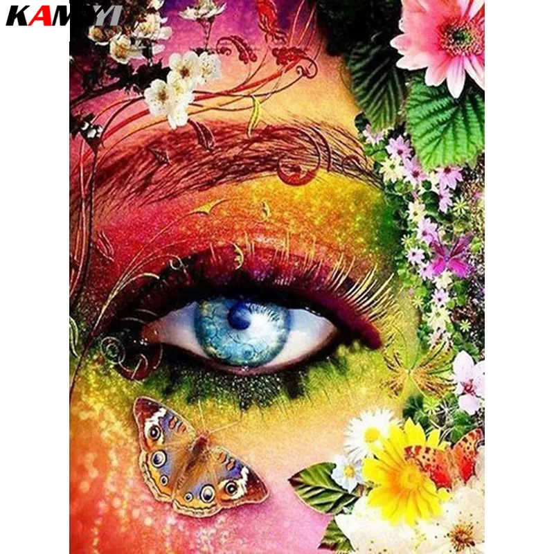 

Diamond Embroidery Portrait Eye 5D Cross Stitch Diamond Painting Flower Rhinestone Full Square Drill Diamond Mosaic XY1