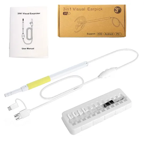 3 in 1 Ear Endoscope Medical Otoscope Earpick Oral Cavity Dental Endoscope Inspection Device Visual Ear Spoon OTG