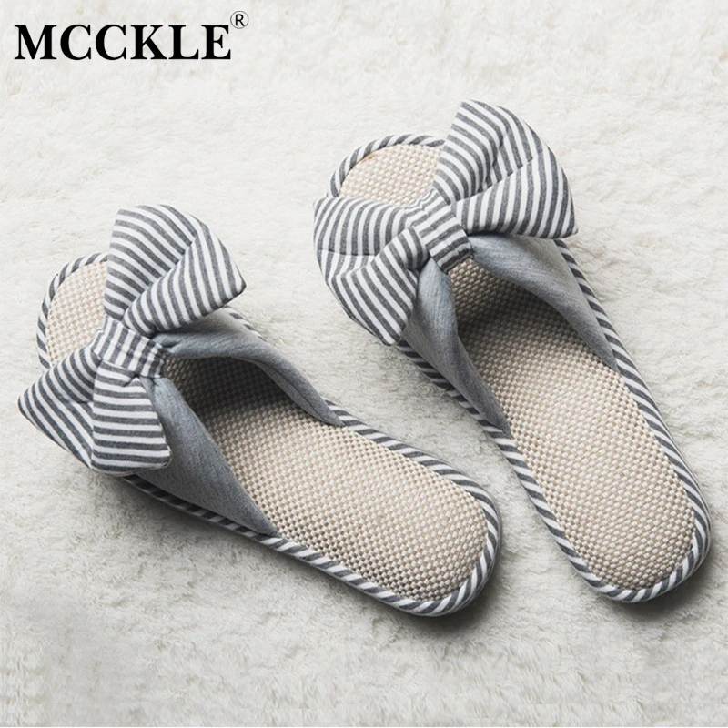 

MCCKLE Women Flat Platform Butterfly Knot Slippers Ladies Shoes 2018 Winter Footwear Autumn Casual Indoor Comfortable Home